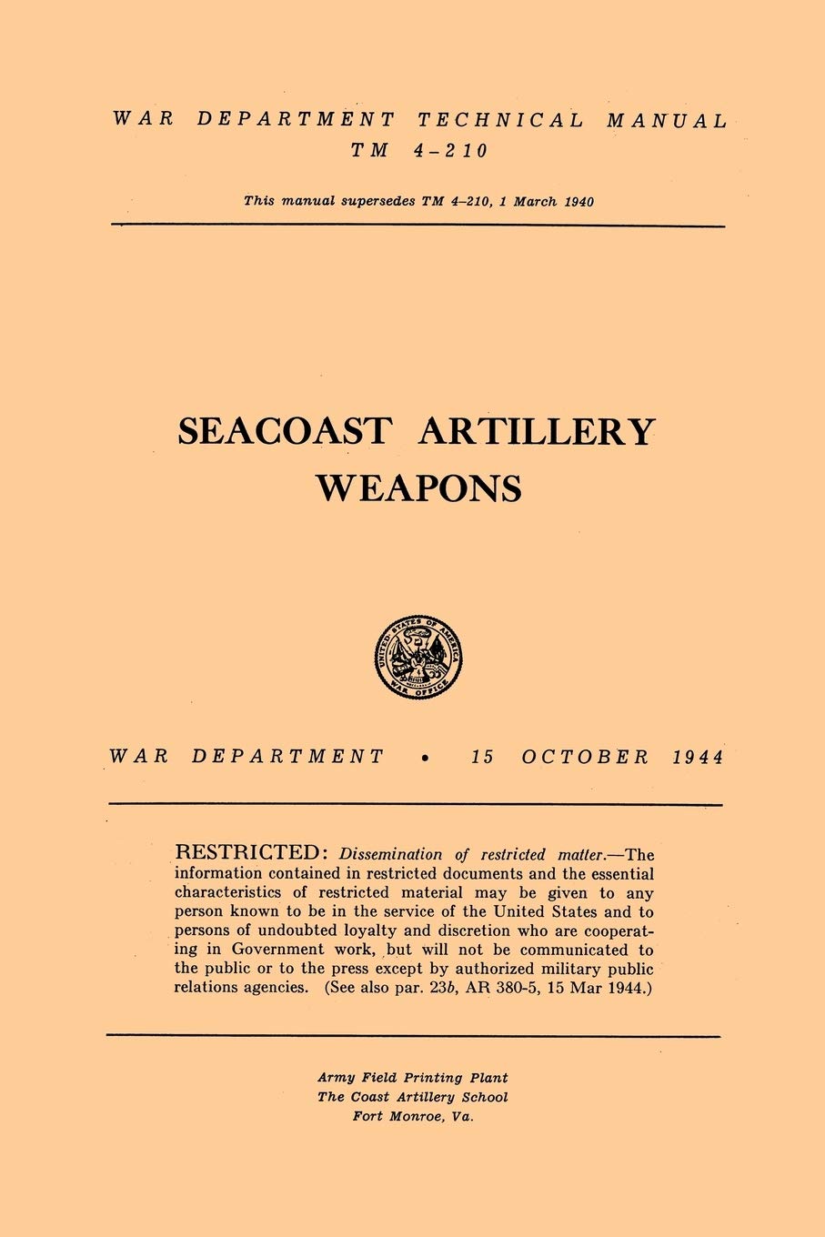 Seacoast Artillery Weapons
