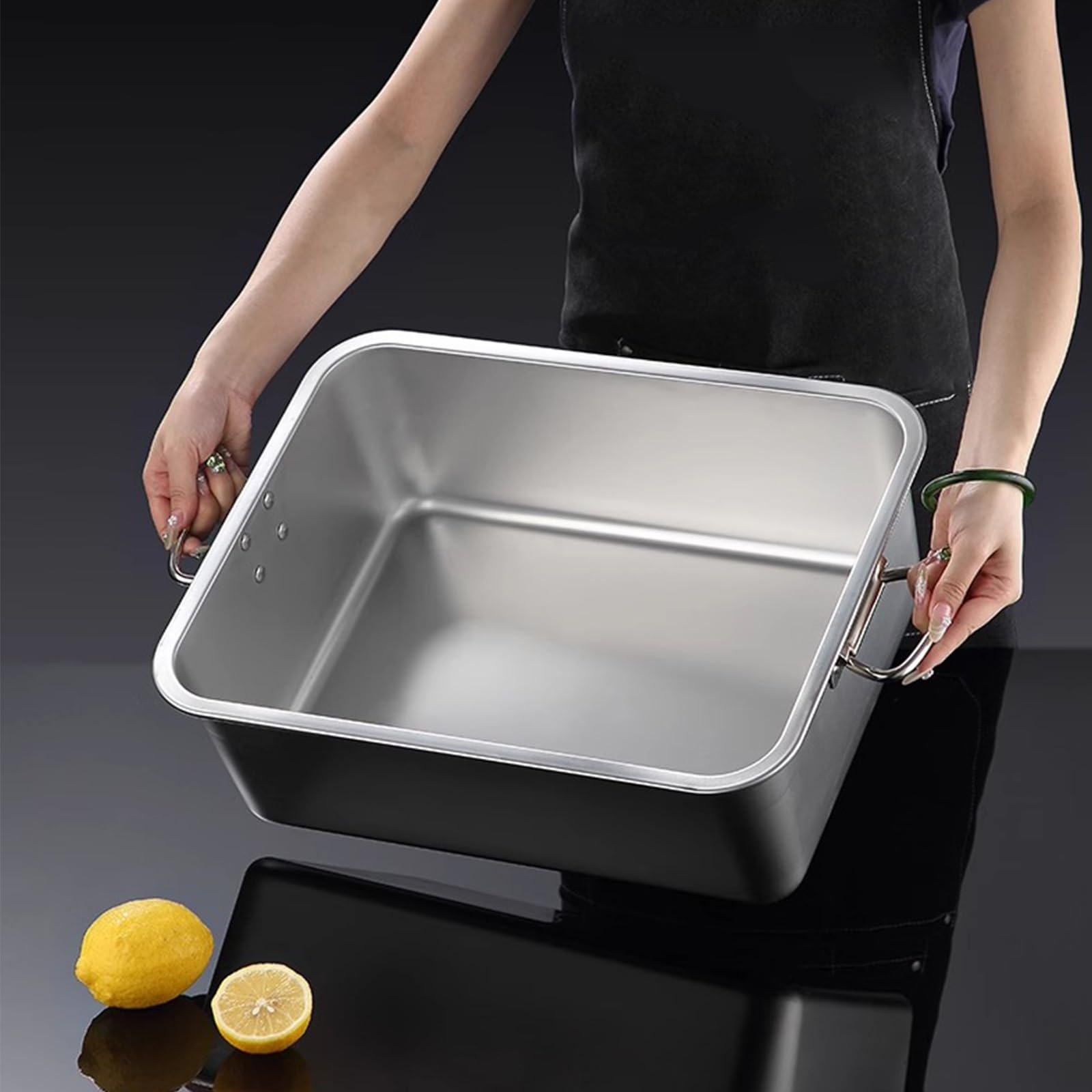 Bandeja de goteo de acero inoxidable resistente con asa, bandeja universal de recogida de grasa para cocinar, barbacoa y uso automotriz, duradera y fácil de limpiar