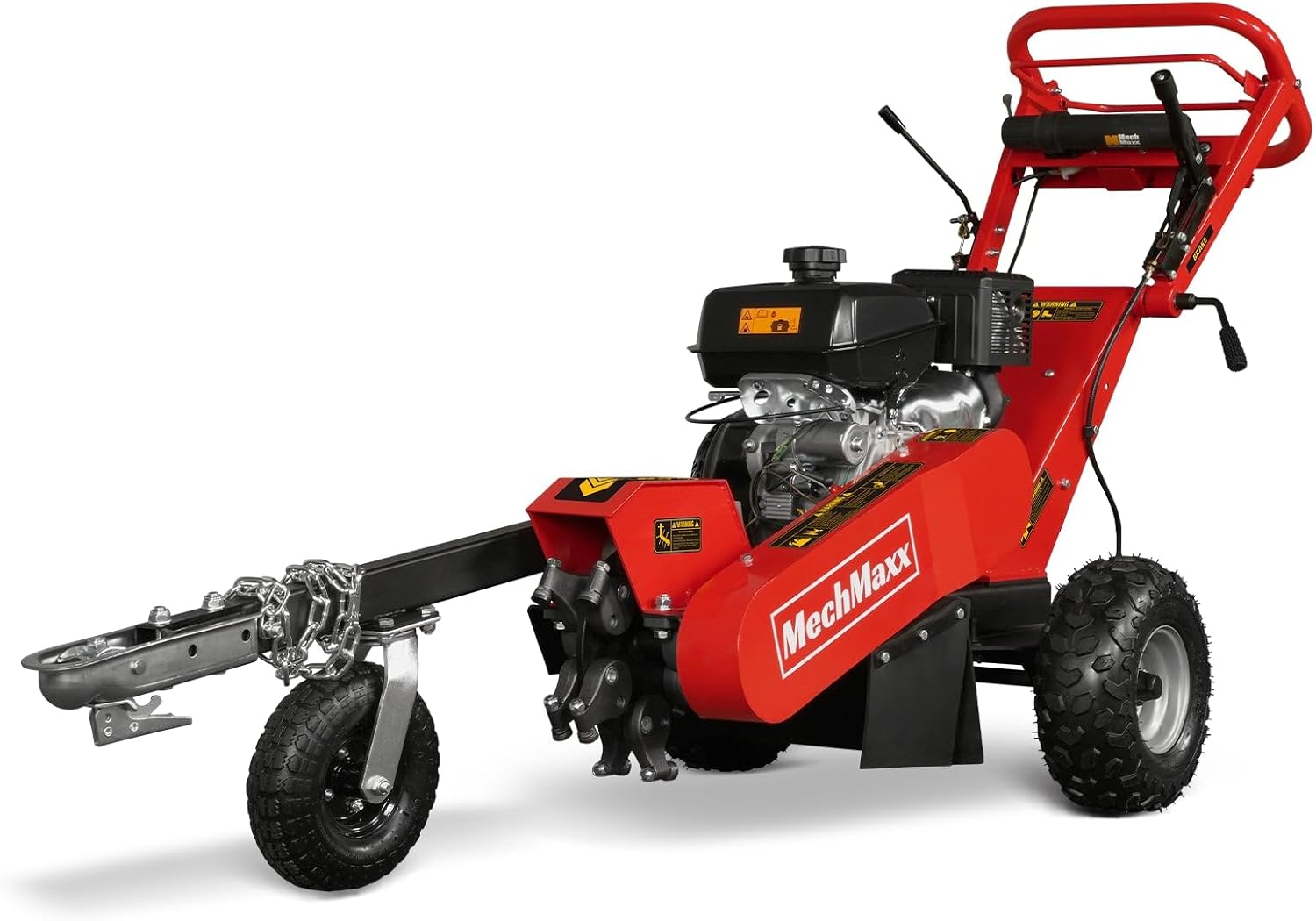 MechMaxx SG380 14HP KOHLER Stump Grinder - 429cc E-Start, 12 Alloy Teeth, 15" Cut Height, 10" Depth, Tow Bar - Red