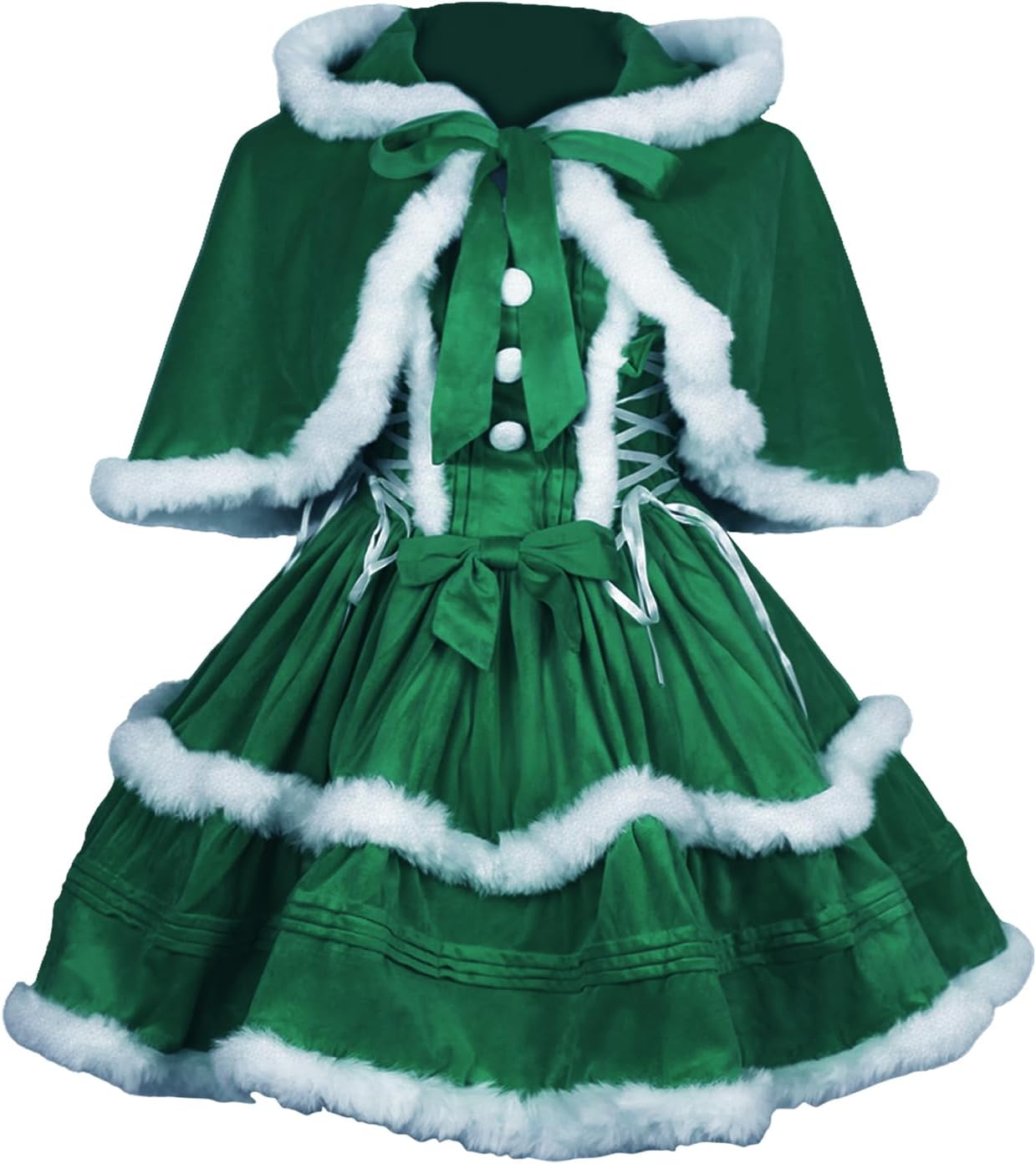 Women's Christmas Dress Skirt and Hooded Cloak Match … - Image 2