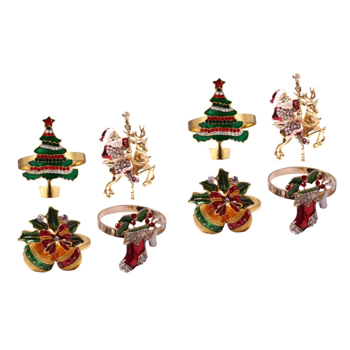 TOPBATHY 3 Series Servilleteros Navideños Elegantes con De Navidad Juego De Rojo Y Verde para Decoración De Mesa Celebraciones Y Banquetes 4 Piezas X 3