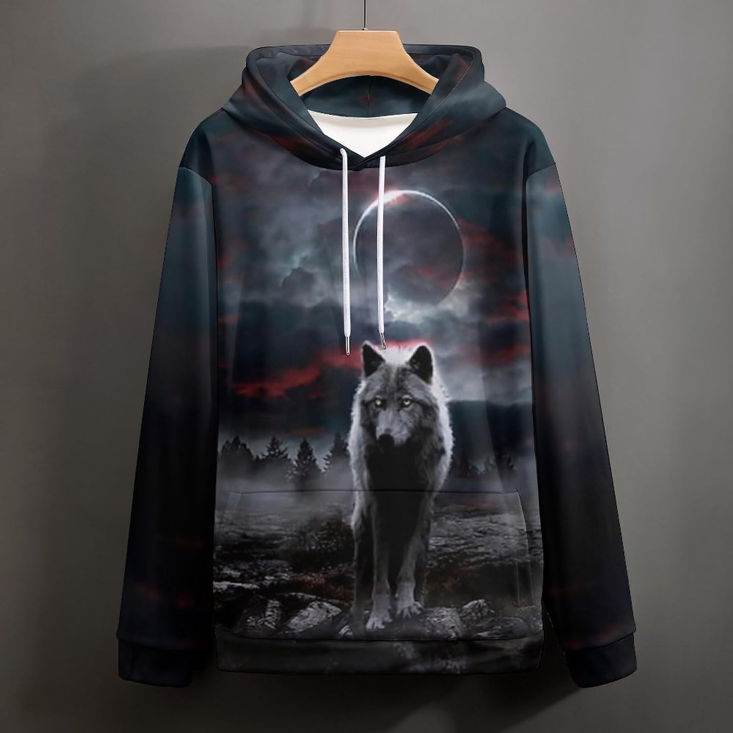 Men Women's 3D Print Wolf Graphic Hooded Sweatshirts Hoodies Novelty Pullover - Image 3