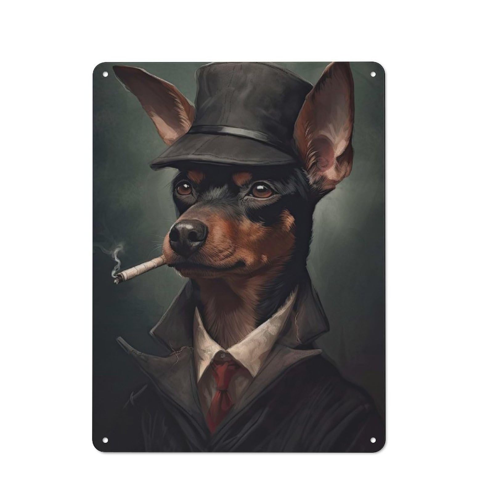 Miniature Pinscher Mafia Decorative Tin Plaque 40x30cm, Vintage Bar Wall Plaque for Bar, Kitchen, Garage Or Games Room