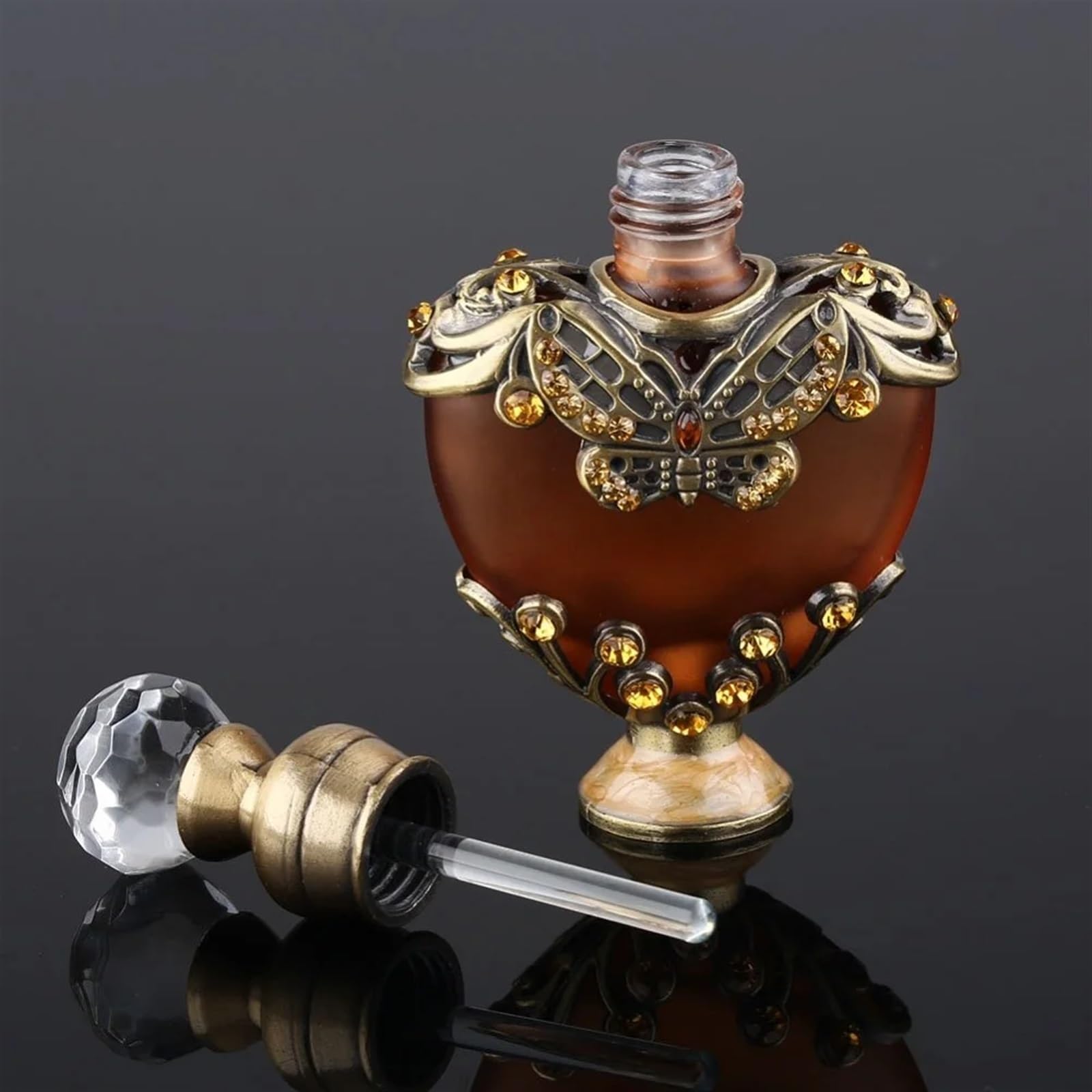 Atomizador de perfume, Botella de perfume 5ml Forma corazón Cristal Latón