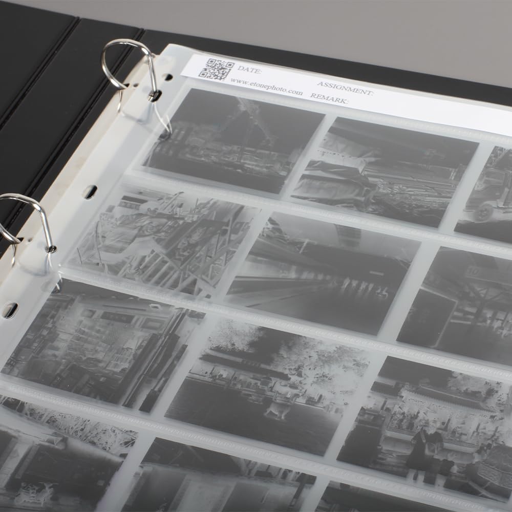 100pcs Feuilles de fichier de classement de Stockage d'archives 120 sans Acide, pour 120 Diapositives négatives de Film Noir et Blanc 6x6 645 6x17 (100xLX120)