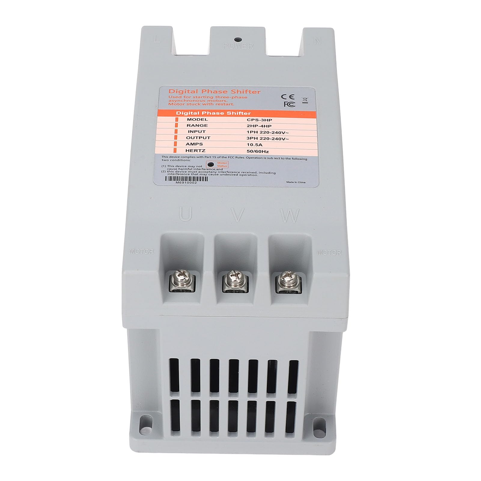 Convertisseur Monophasé à Triphasé, 1,5-3 kW 220-240 V AC Déphaseur Numérique Industriel pour Moteurs Outils Électriques et Équipements Mécaniques