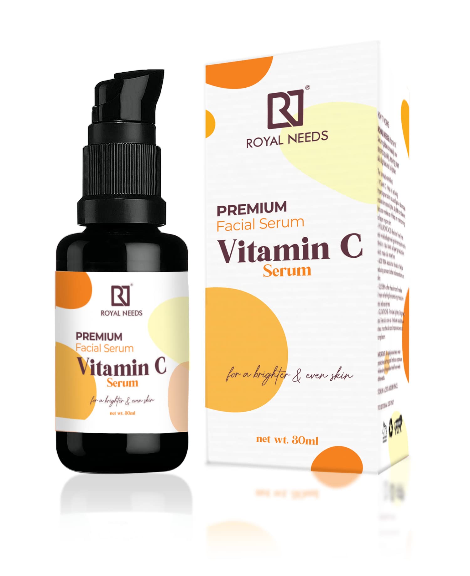 ROYAL NEEDS 20% Vitamin C Face Serum 30ml for glowing skin,Anti aging with Hyaluronic Aicd,Glutathione & Aloe Vera