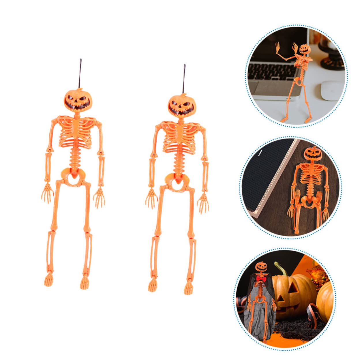 4 scheletri Decorativi per Halloween, Ideali per allestimenti creativi, Oggetti di Scena in plastica per scherzi e Decorazioni di Halloween.