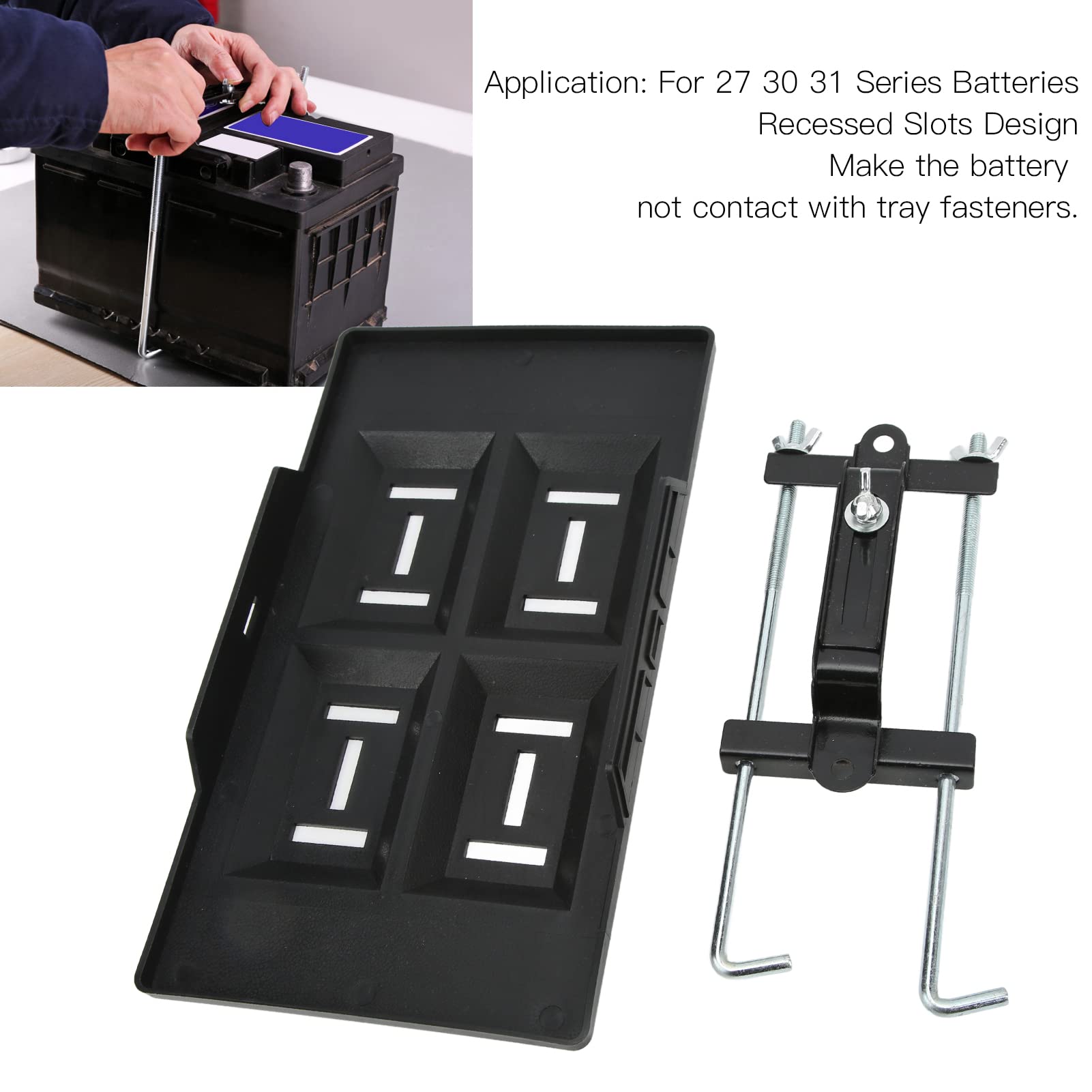 Kit Staffa Di Fissaggio Per Batteria Auto In Lega Di Alluminio, Antiruggine E Regolabile, Per Batterie Larghe Fino A 17,5 Cm - 4