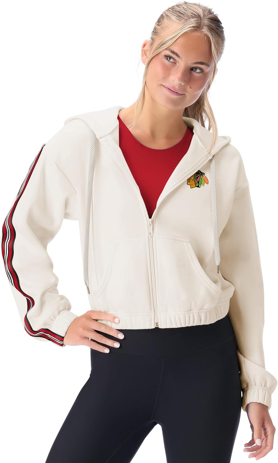 CERTO NHL Women's Fleece Zip-Up Hoodie Jacket, Soft Full-Zip Sweatshirt, Warm Athletic Outerwear, Licensed College Apparel