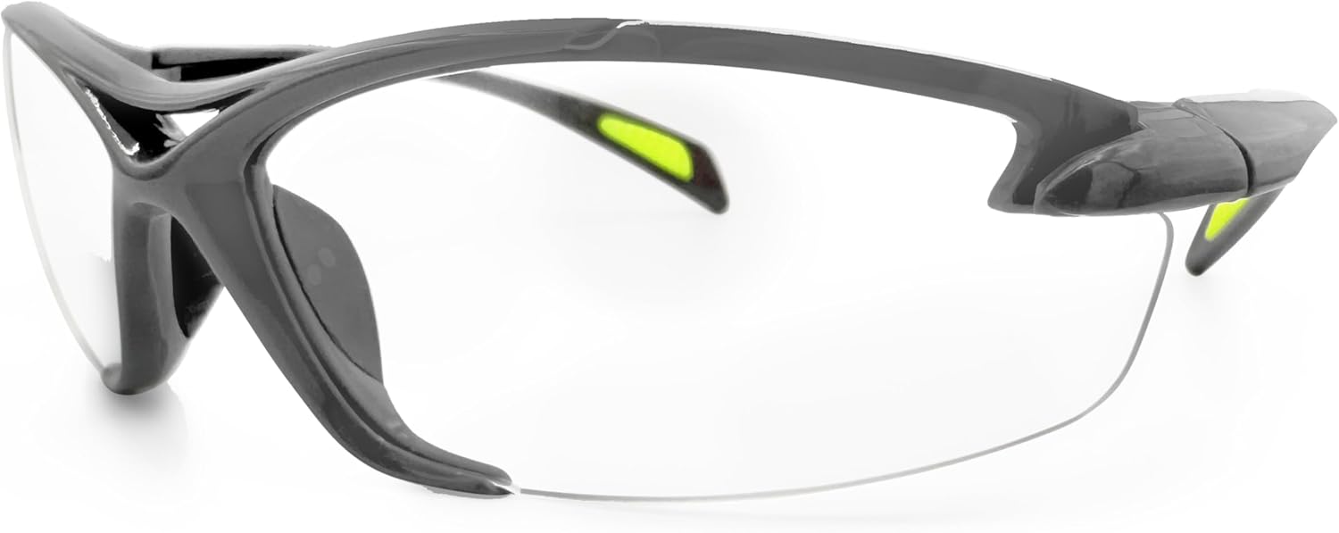 MAGID AcuSpex Clear, Semi-Frameless Safety Glasses, PureVue Premium Anti-Fog, 144 Pairs, Gray/Lime, PX4080