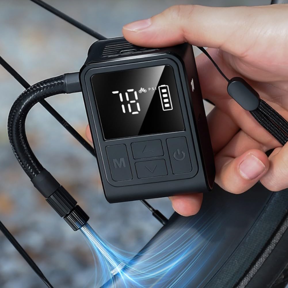 Pompa elettrica per bicicletta, display digitale, ad alta pressione, 130 psi, compatta, leggera, per bicicletta, moto, attrezzatura sportiva