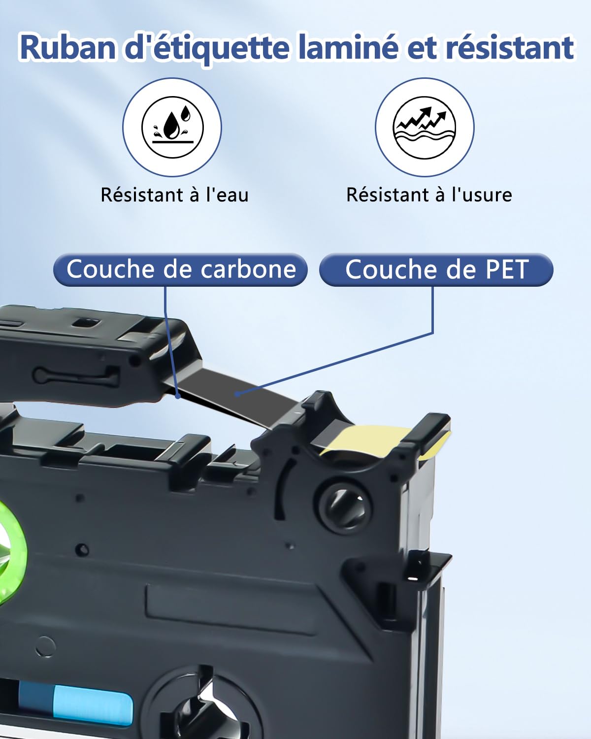 Cruxer Lot de 50 Compatible TZE-811 pour P-touch Noir sur Or 6 mm