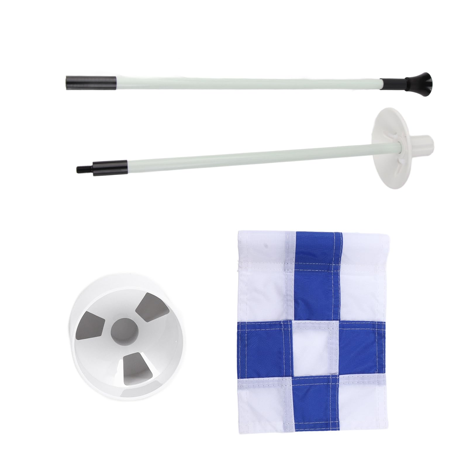 Golf Flagpole Set, 3FT Golf Flagpole with Golf Flag and Hole Cup, Golf Pin Flag Hole Cup Set for Yard Driving Range Backyard Practice Putting (Blue White Grid)