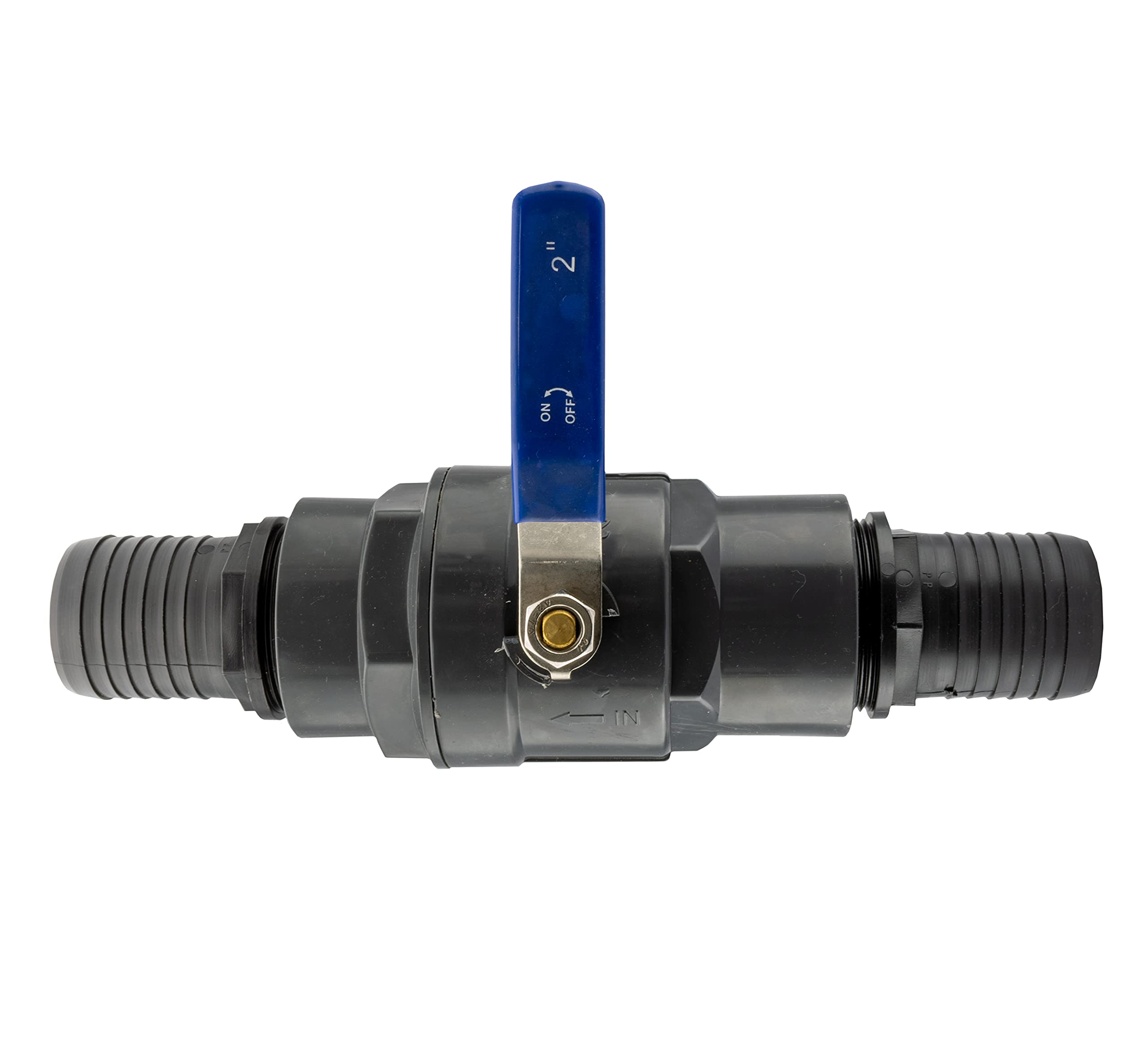 Premium Flow Control Valve for layflat of Corrugated Pond Hose,Stainless Steel Interior Parts + Handle,Ideal for Pumps,Waterfall,Filters and Water Features,Complete with hosetails (50mm)