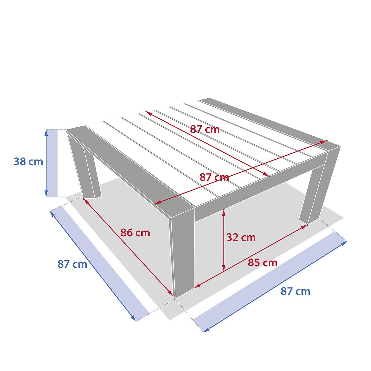 Hespéride - Table Basse de Jardin Carrée Evasion Argile - 87 x 87 x 38 cm - Aluminium Traité Epoxy Antirouille