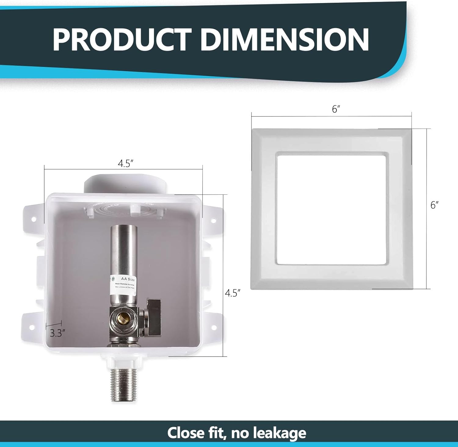 50 Pack Seelink Dishwasher Outlet Box, 1/2 Inch Sweat(MIP) Inlet with Installed 1/4-Turn Stop Angle Valve, Pre-Assembled Outlet Box with Stainless Steel Hammer Arrestor