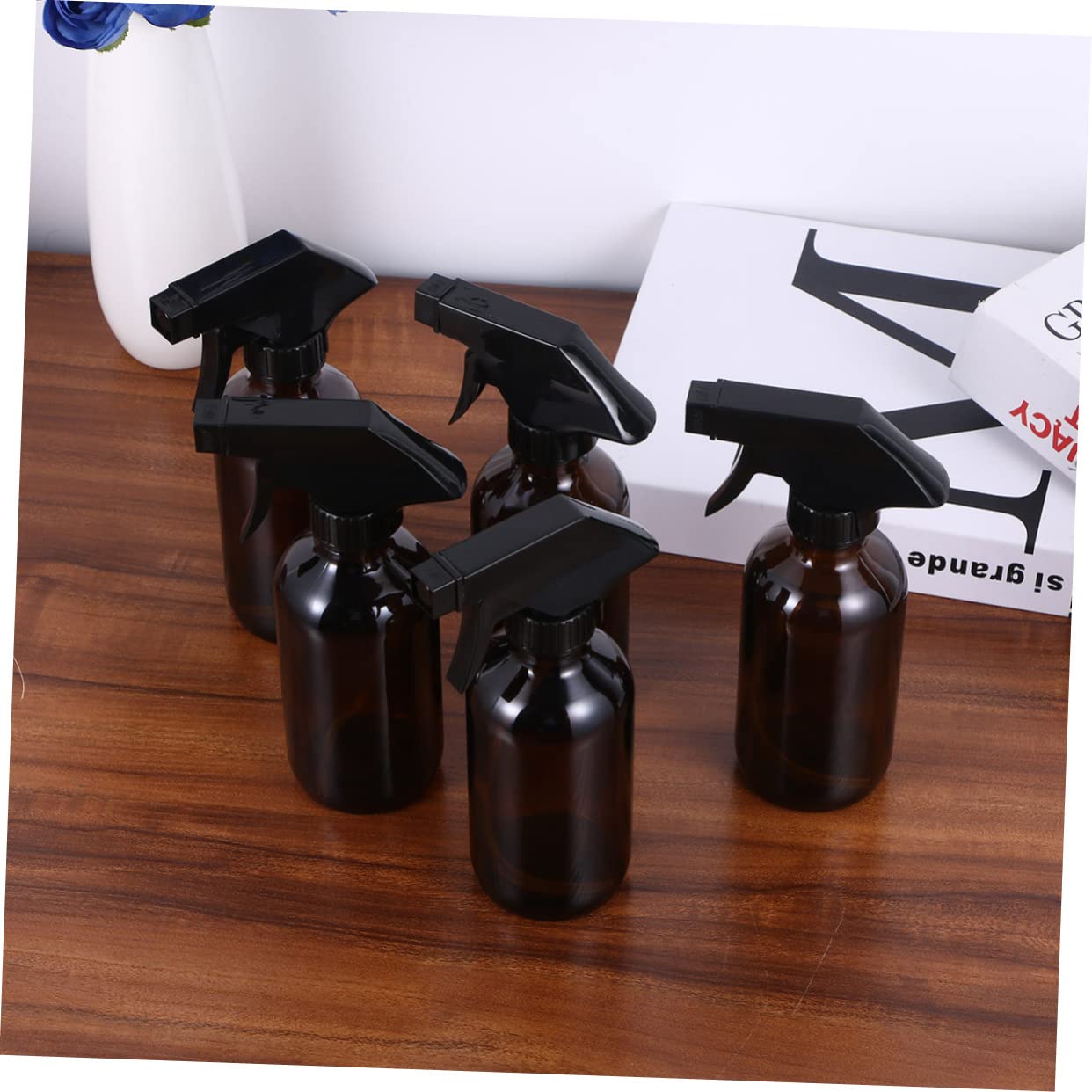 Veemoon 4 Stück 250 Ml Braune Glas Sprühflaschen aus Glas und Pp Leicht zu Benutzen und Arbeitssparend für Flüssigkeitsabfüllung und Pflanzenbewässerung