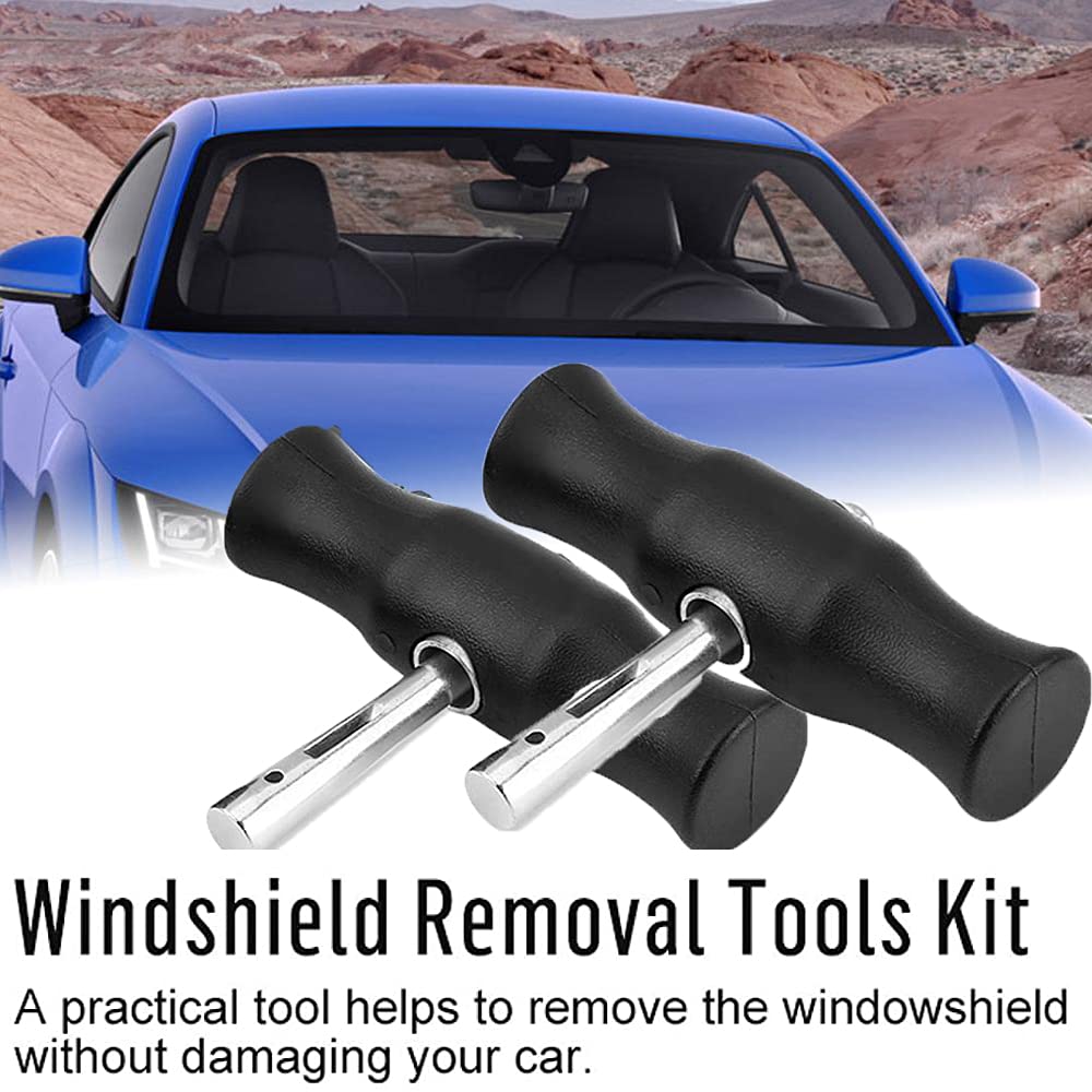 Akozon Kit Rimozione Parabrezza Auto Con Filo In Acciaio E 2 Manici A T, Strumento Per Taglio Gomma E Sigillante