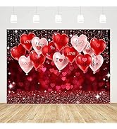 Valentine's Day Photo Backdrop - 12x8ft Pink Balloons & Candy Hearts Background