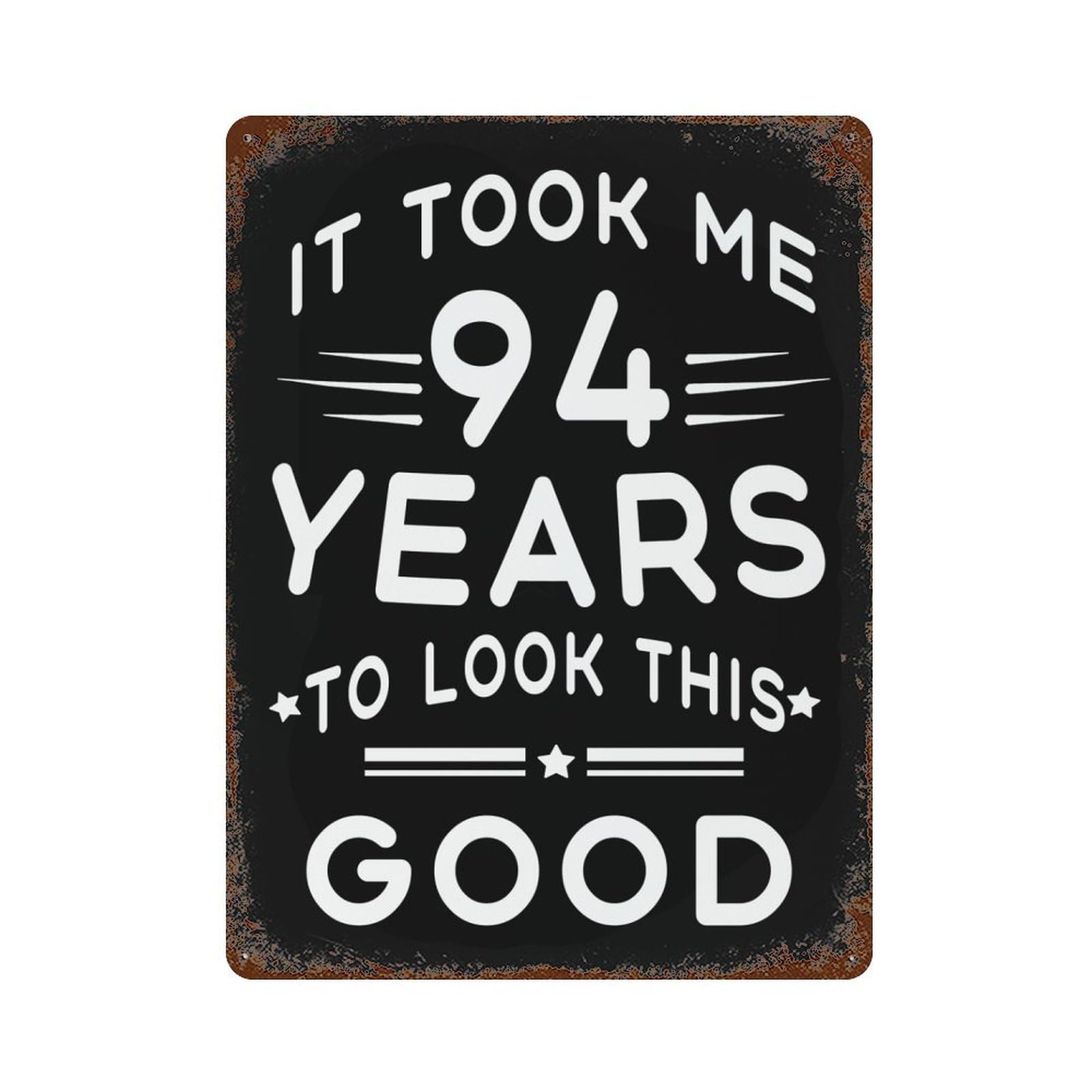 KWQDOZF Happy 94th Birthday Theme Metal Tin Sign,Vintage Iron Hanging Plate Vertical with Rust Poster Wall Decor 12x16inch