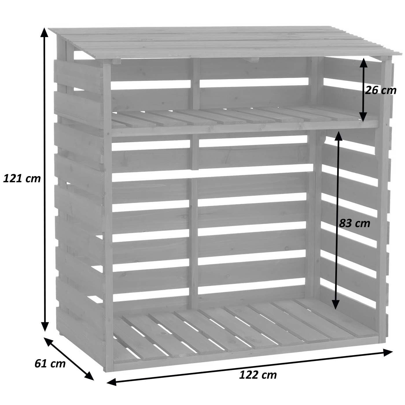 Mendler Brennholzlager HWC-Q16 121x122x61cm Holz - Natur | Kamin-/Feuerholzregal, Holzlager, Holzunterstand, Ablage, Tanne, FSC®