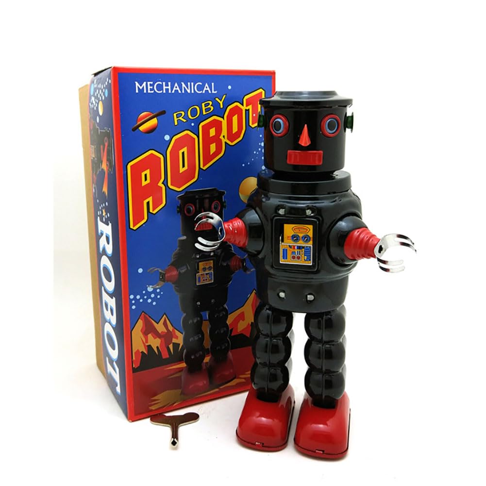Robot De Hojalata De Cuerda FLADO – Juguete Nostálgico Azul, 13x9x23 Cm – Ideal Para Decoración, Colección O Regalo Retro