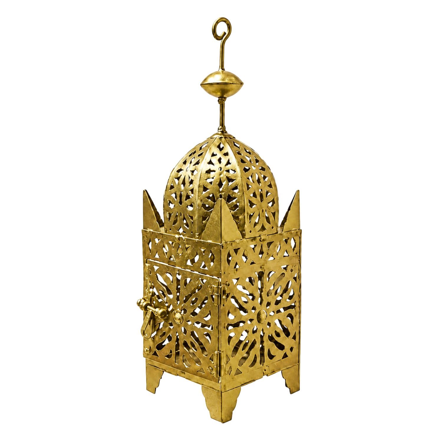 Linterna marroquí Frane Gold, 42 cm, Metal, Marrakech, Hecha a Mano