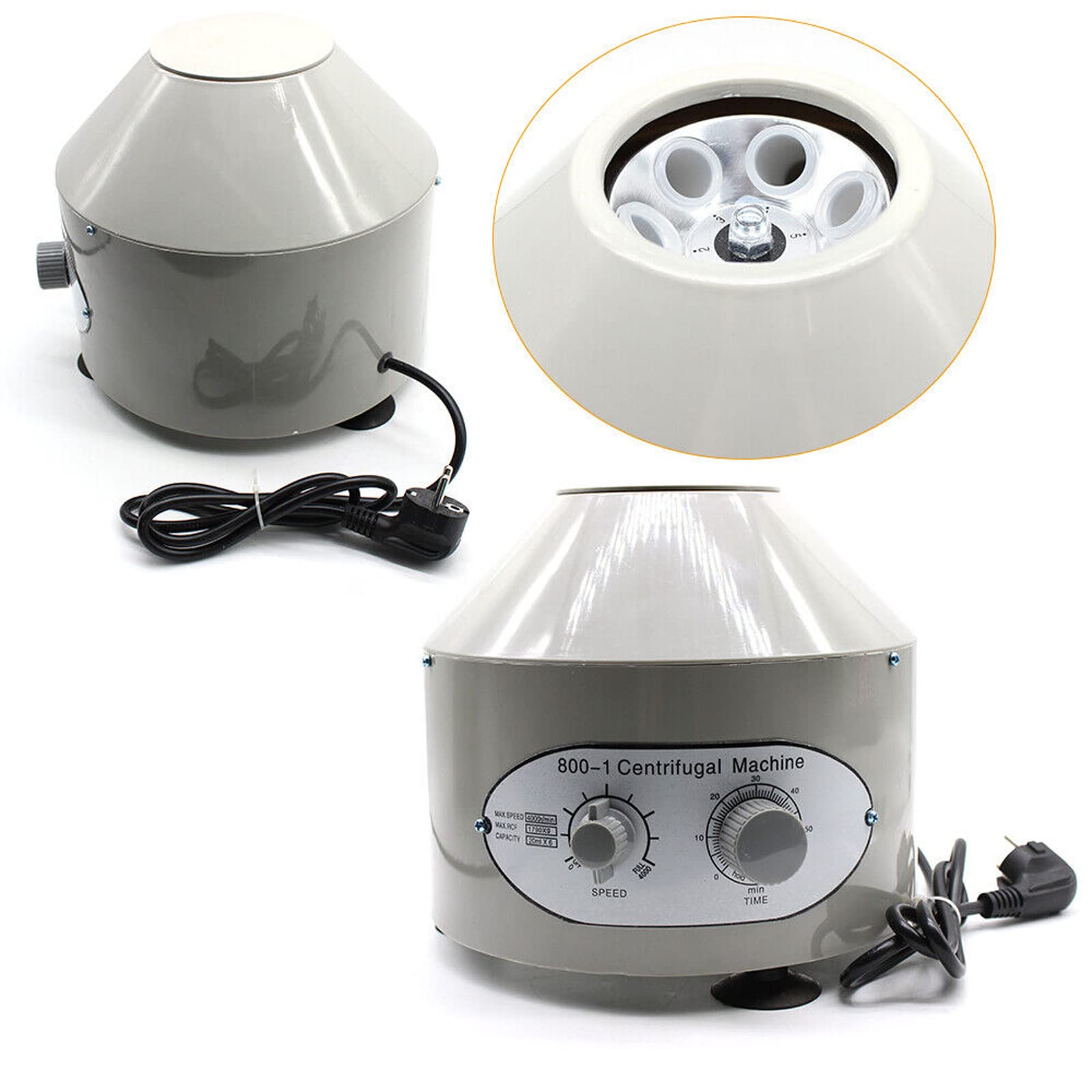Centrífuga de mesa de 25 W, pequeña centrífuga eléctrica de laboratorio centrífuga con velocidades ajustables 0 ~ 4000 rpm, 20 ml*6
