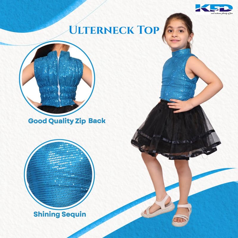 Image of Kaku Fancy Dresses Western Dance Top for Kids Halter Neck Top For Annual Function (ONLY TOP) - Skirt not included