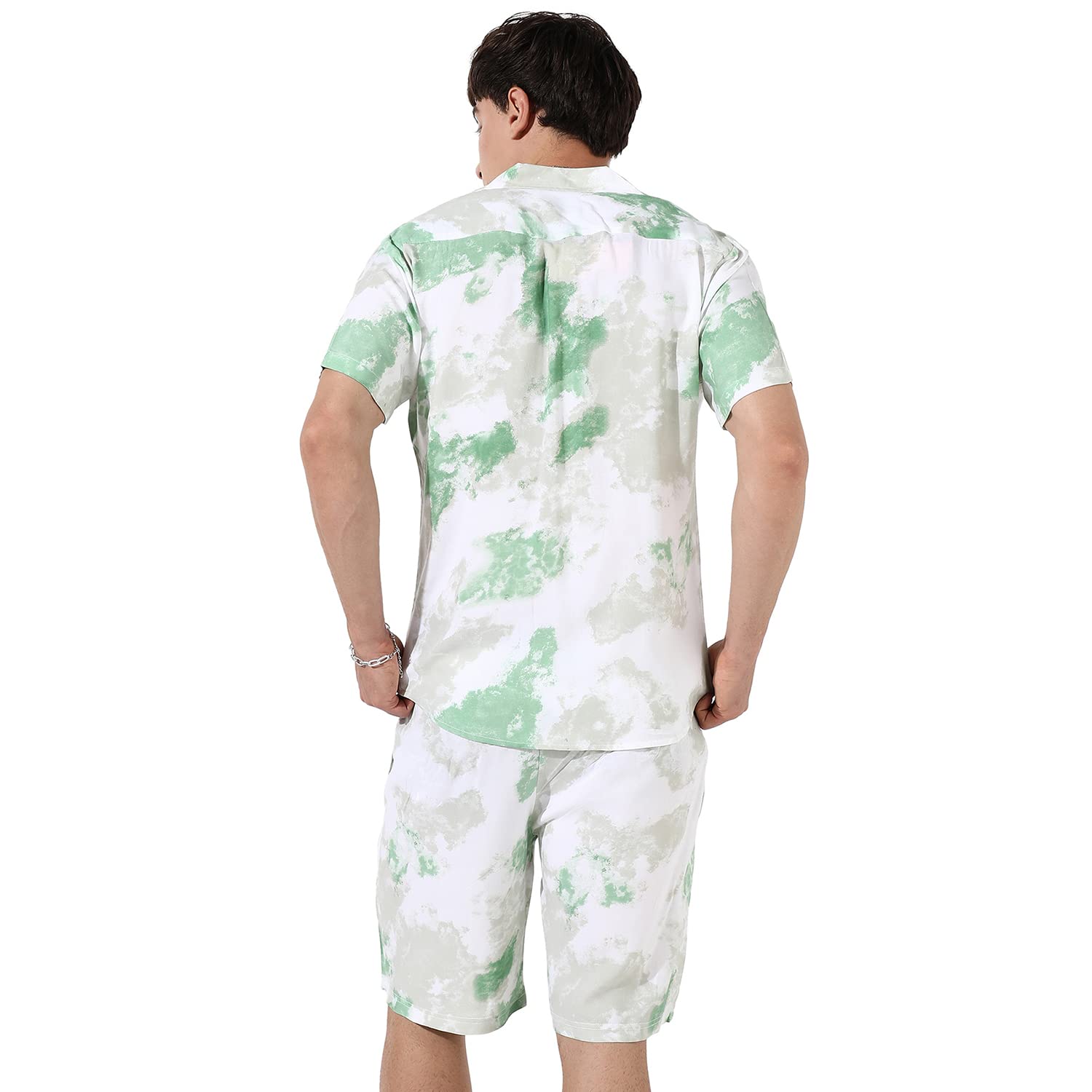 Campus Sutra Men's Multicolour Tie-Dye Print Co-Ord Set For Casual Wear | Cotton Rayon Fabric | Clothing Set Crafted With Comfort Fit & High Performance For Everyday Wear