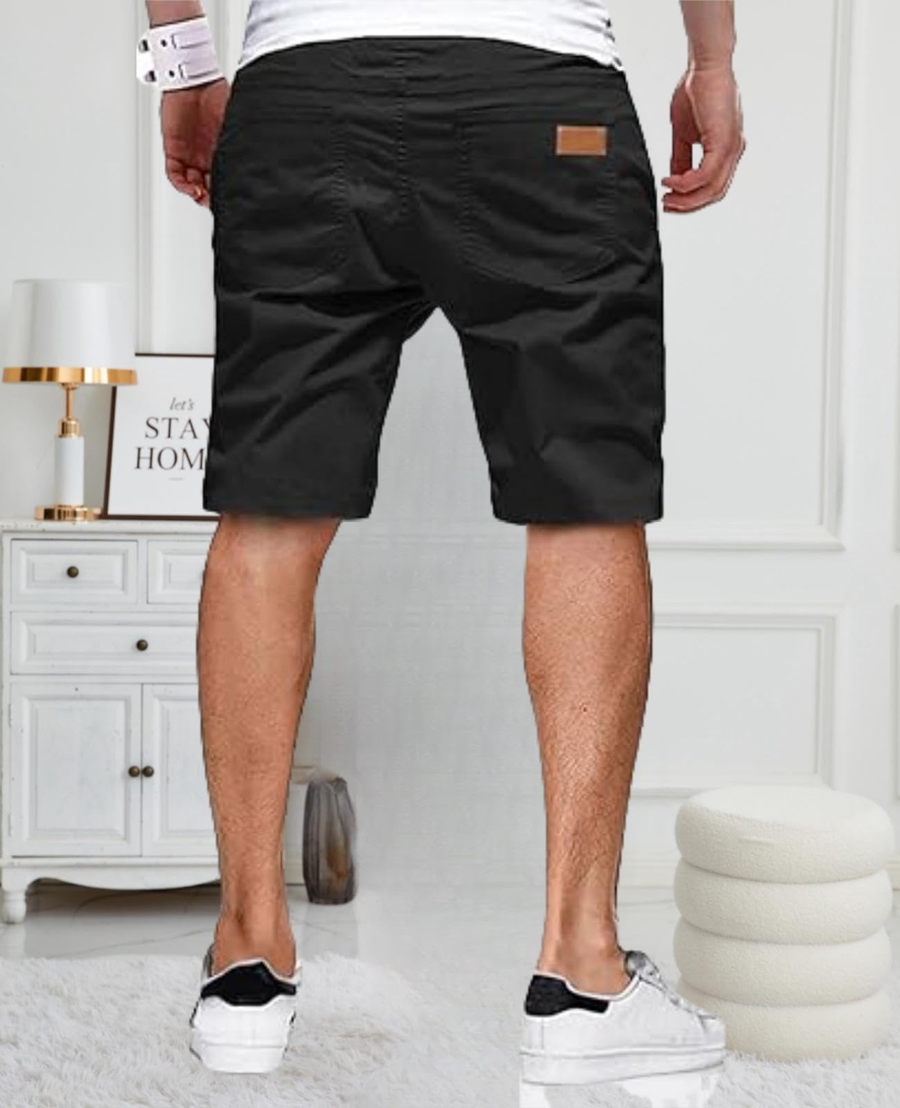 Pantalones cortos casuales para hombre, pantalones cortos de golf de sarga elástica de algodón con cordón para verano, playa, verano — view 2