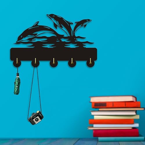 Miniatura 2 de The Geeky Days Gancho para llaves con diseño de signo de delfín, gancho de pared para toalla de océano, gancho de pared, decoración de baño, gancho