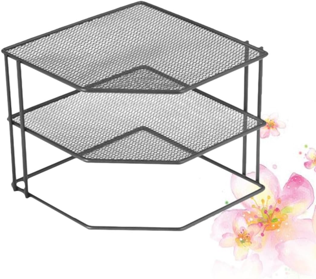 Homoyoyo Black Iron Triangular Condiment Rack Space Saving Storage Shelf | Desktop Corner Layout, Minimalist Modern Profile, Well-organized Multi-purpose Organization for Seasonings and Small Items