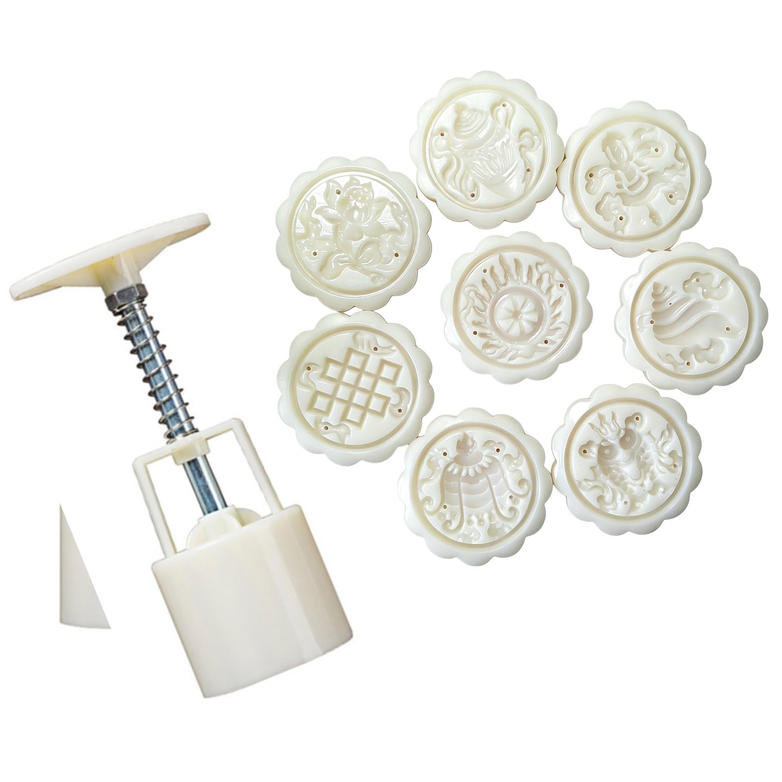 Hredwep Dessert Molds 3D Dessert Pressing Tool Chinese Patterns Pastries Tool ABS Texture Suitable for Festival Baking Round Maker