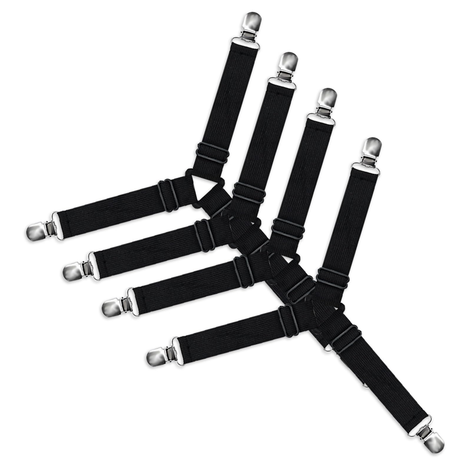 Gbrcen Mattress Straps 12PCS New Triangle Bed Sheet Holders Fitted Sheet Clips Adjustable Sheet Suspenders Mattress Gripper Clips for Bed Mattress Cover for Bedding(Black)