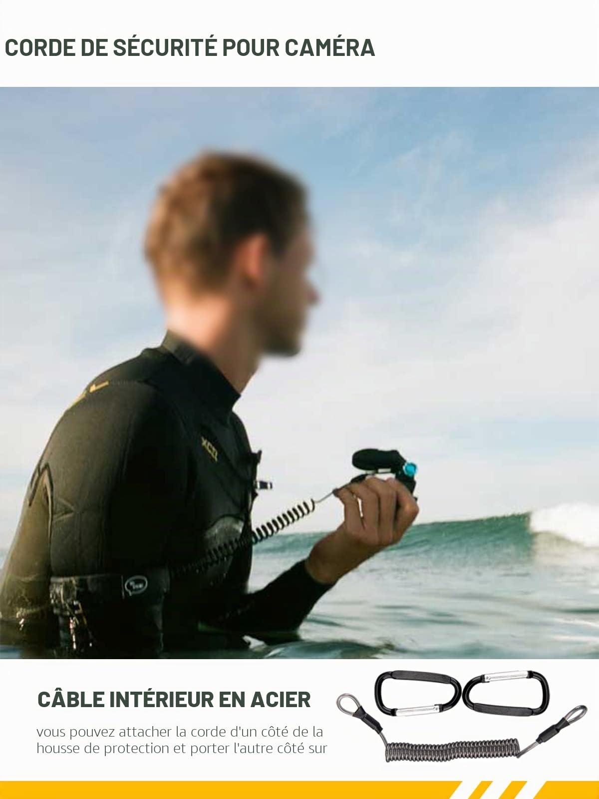 Lammcou Poignée Flottante, Go Pro étanche Handler pour plongée sous-Marine, Monopode avec Corde de sécurité et Bracelet, Floating Hand Grip pour Hero 13 12 11 10 9 Go3 X3 Accessoires