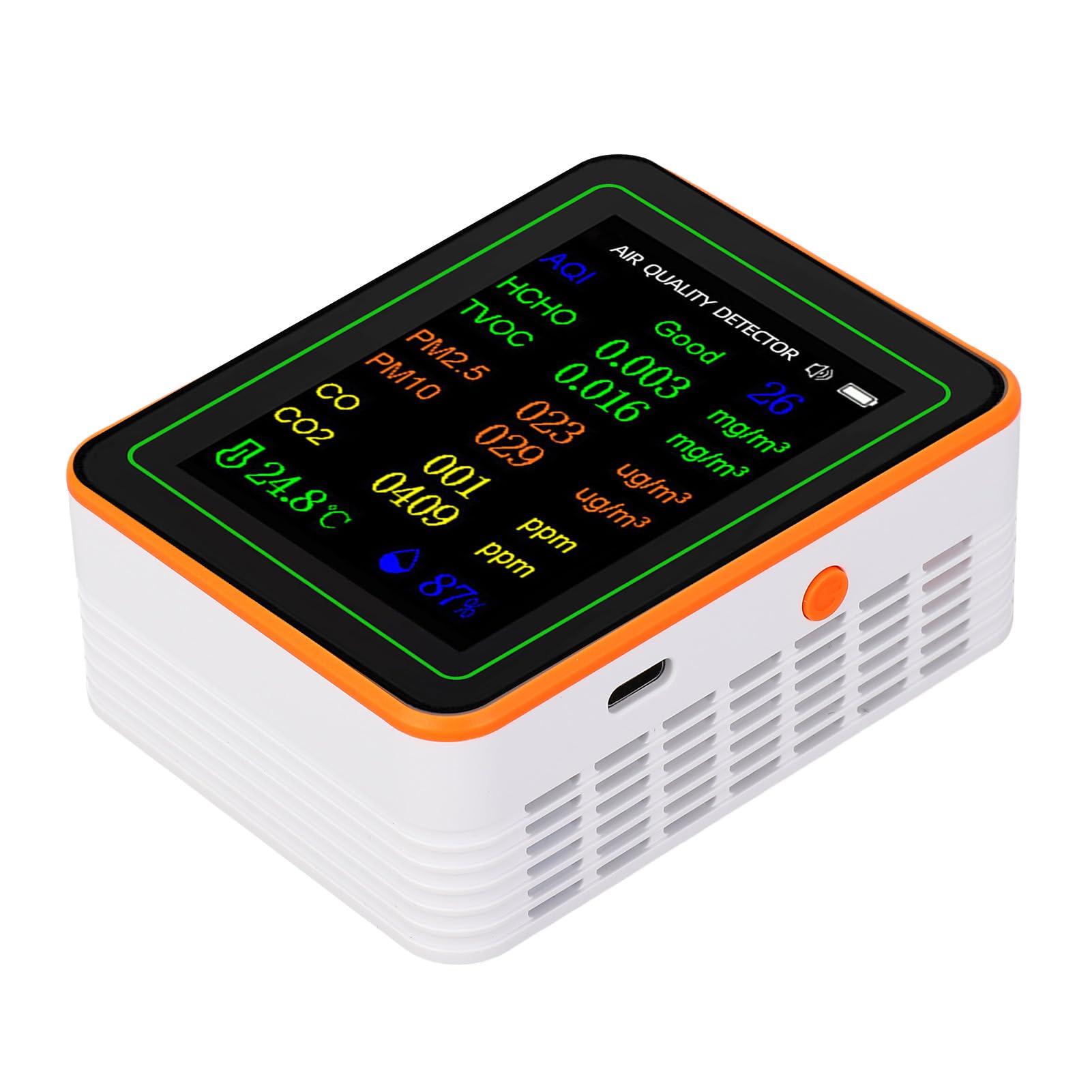 Monitor della qualità dell'aria, Rilevatore Interno Ricaricabile con CO2 HCHO TVOC PM2.5 per Uso in Auto in Ufficio Domestico (#2)
