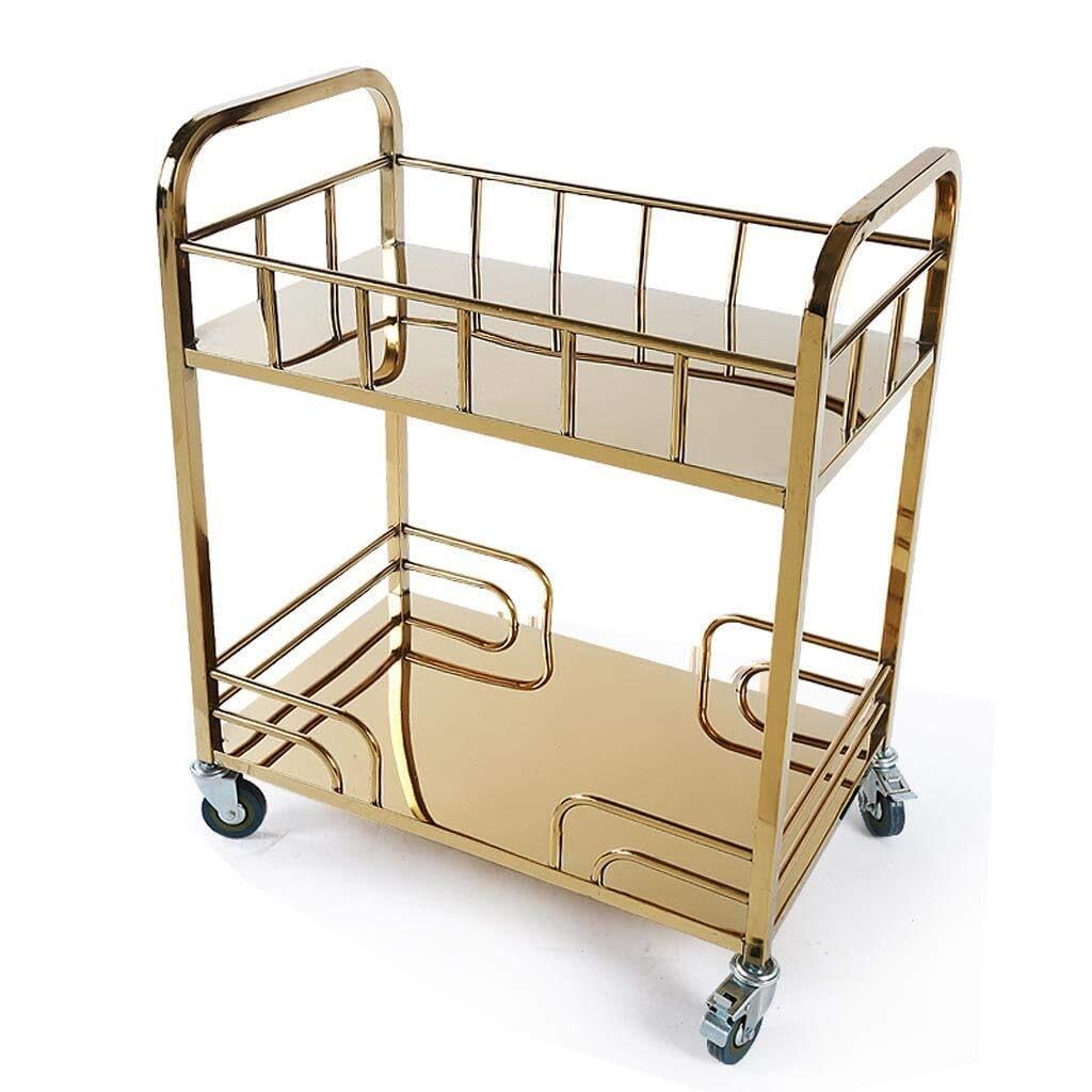 Carrello di Servizio in Acciaio Inossidabile e Titanio, Carrello da tè, Carrello da Dessert per Hotel, scaffale Mobile, Carrello da Cucina e per Servizi di Bellezza,