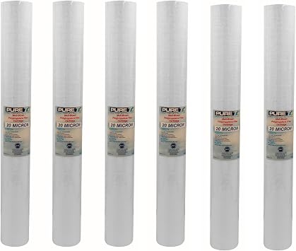 PureT Spun Poly Sediment Filter, 20"x2.5", 20 Micron, 6 Pack