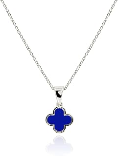 Four Leaf Clover Necklace for Women Dainty Mother of Pearl White Black Onyx Pink Blue Mint Green Crystal Lucky Clover Pendant 14K Gold Plated Jewelry Gifts [CVRN]