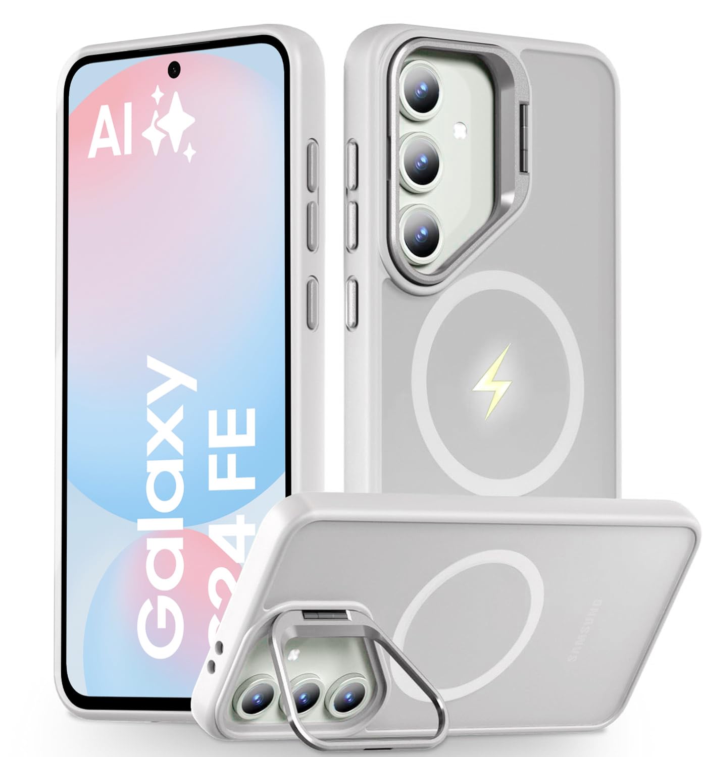 DIZORO Polycarbonate Samsung Galaxy S25 FE Case Compatible with Mag Safe & Wireless Charging,with Camera Stand,Military Grade Drop Tested,Translucent Hard Back Soft Edge Back Cover (Black) — Amazon image 18