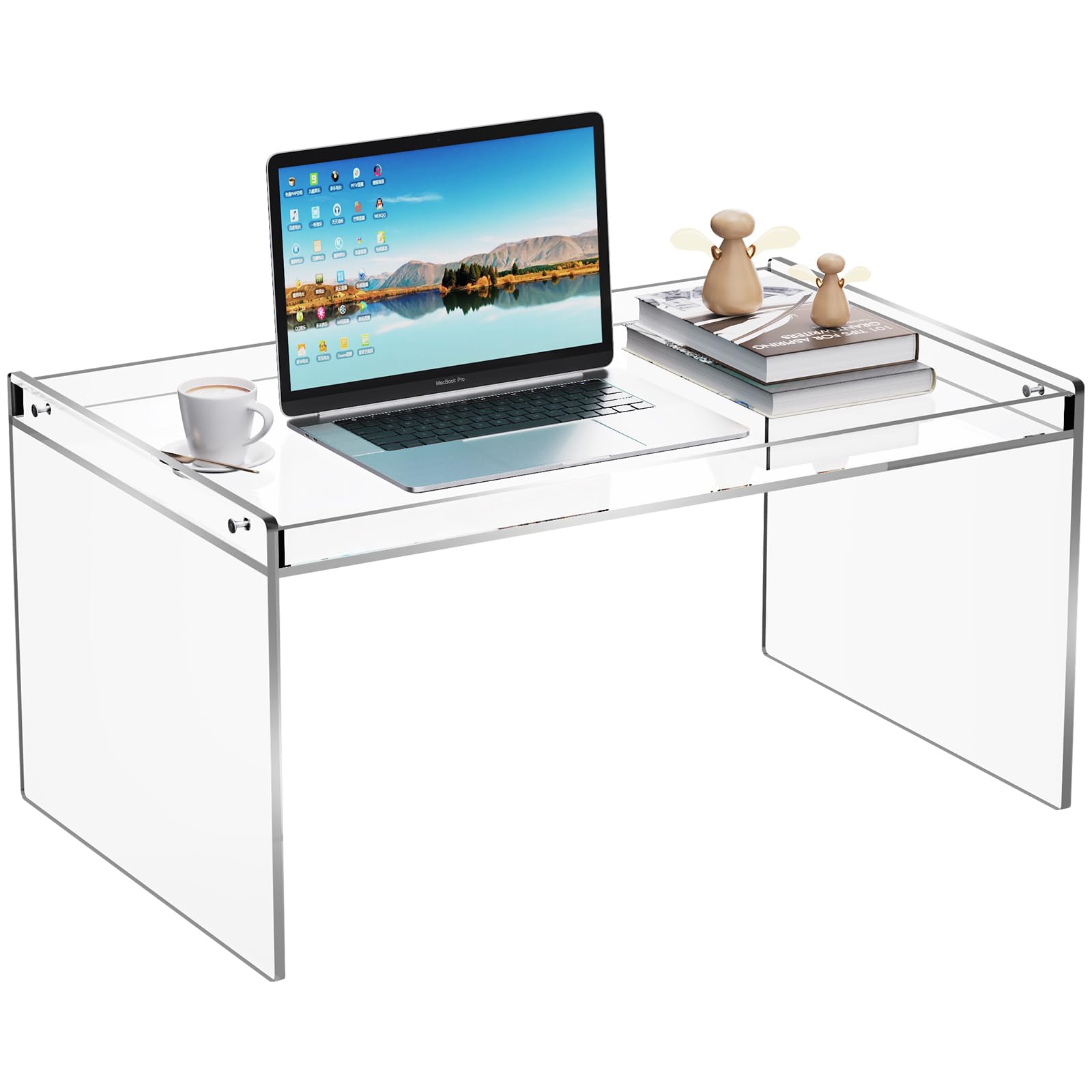 Dewrhiixe Acrylic Coffee Table, Modern Clear Rectangle Lucite Table for Living Room, Bedroom, Office (Clear, 31.5" L*19.7" W *15.7" H)