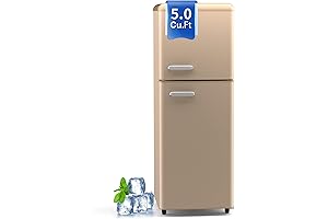 Retro Mini Fridge with Divided Compartments for Enhanced Storage