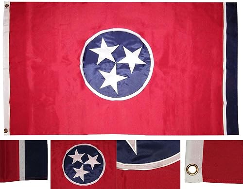 Premium 3x5 Embroidered State of Tennessee 600D Nylon Flag 3'x5' 2 Clips