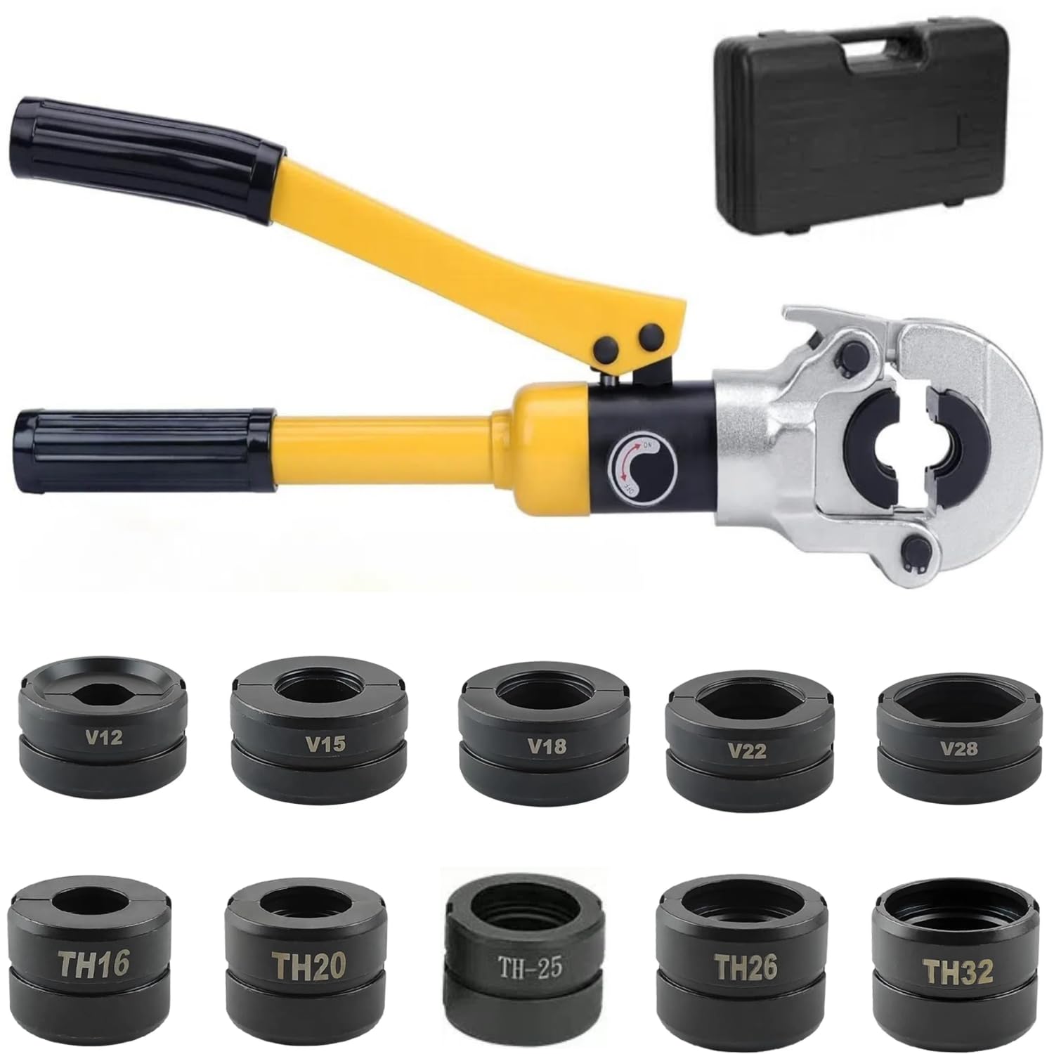 INREPRO 8 Tons Hydraulic Pipe Crimping Tool Hydraulic Copper Tube Fitting Stainless Pex Pipe Crimper Pressing Pliers with 10 Crimping Dies