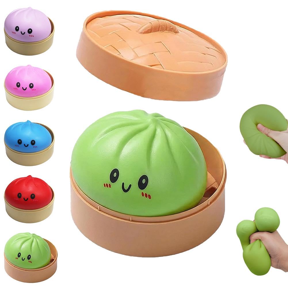 FDEFIRTFG Squeeze toys, Dumpling Squishies, Glitter Mystery Box, Colorful Dumplings Stress Balls Fidget Sensory Toy(Green)