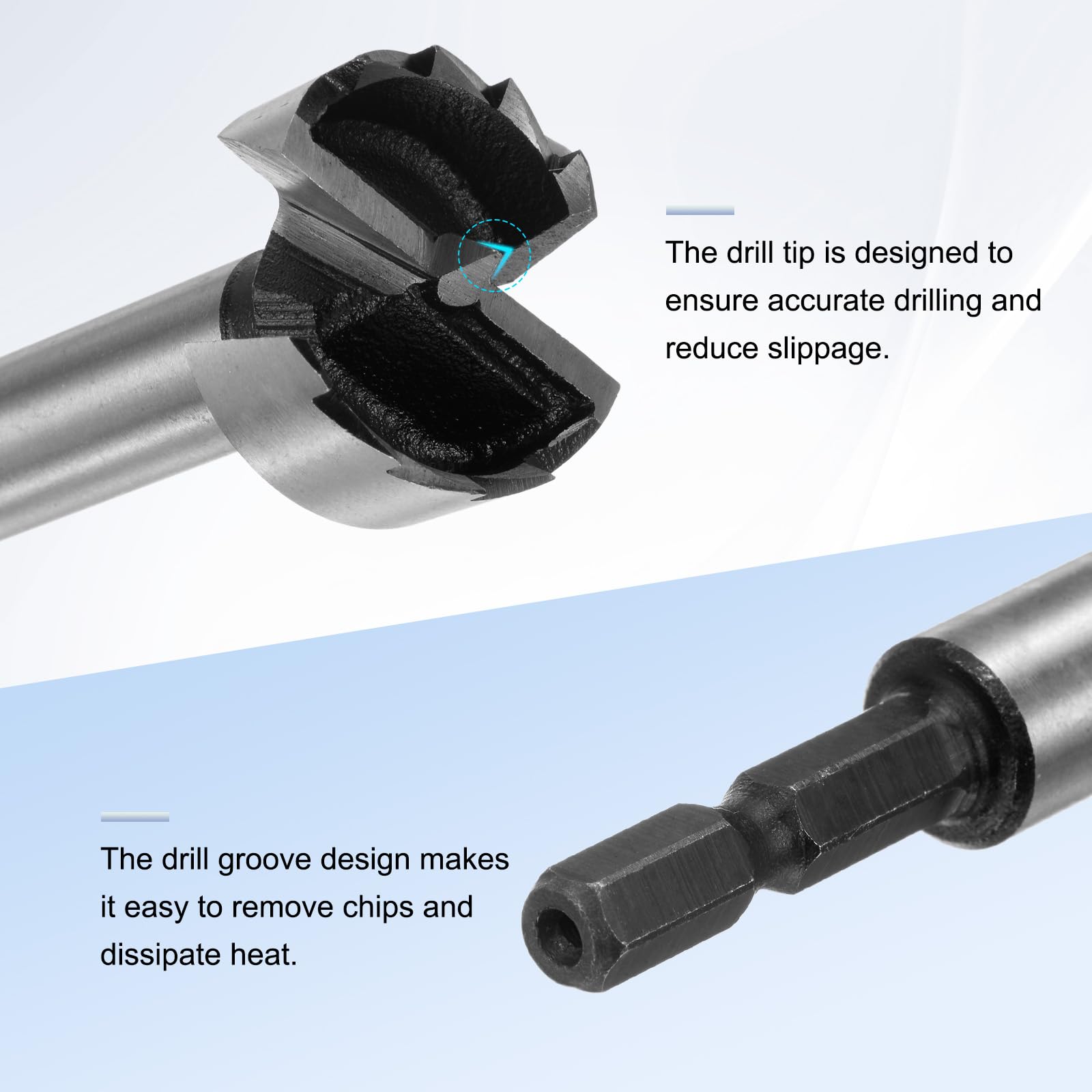 M METERXITY Forstner Drill Bit for Woodworking 1-3/16in (30mm) Carbon Steel Tip Hex Shank Hinge Cutter for Hard Wood/Plastic/Plywood/MDF - Image 4
