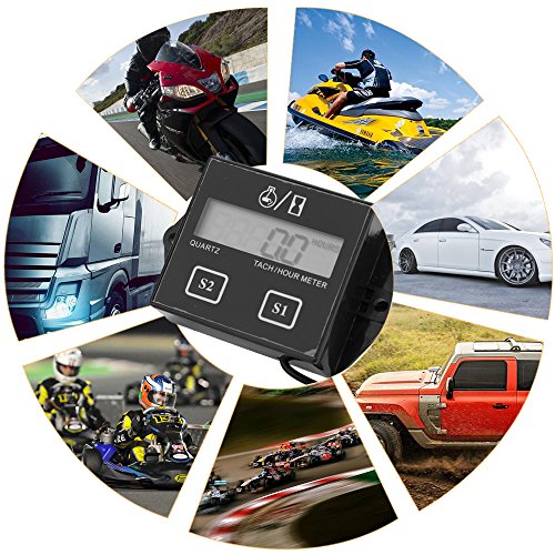 RuleaxAsi LCD Display Digital Motor Tach Hour Meter Motor Sroke Engine Car Motocicleta Barco Velocím