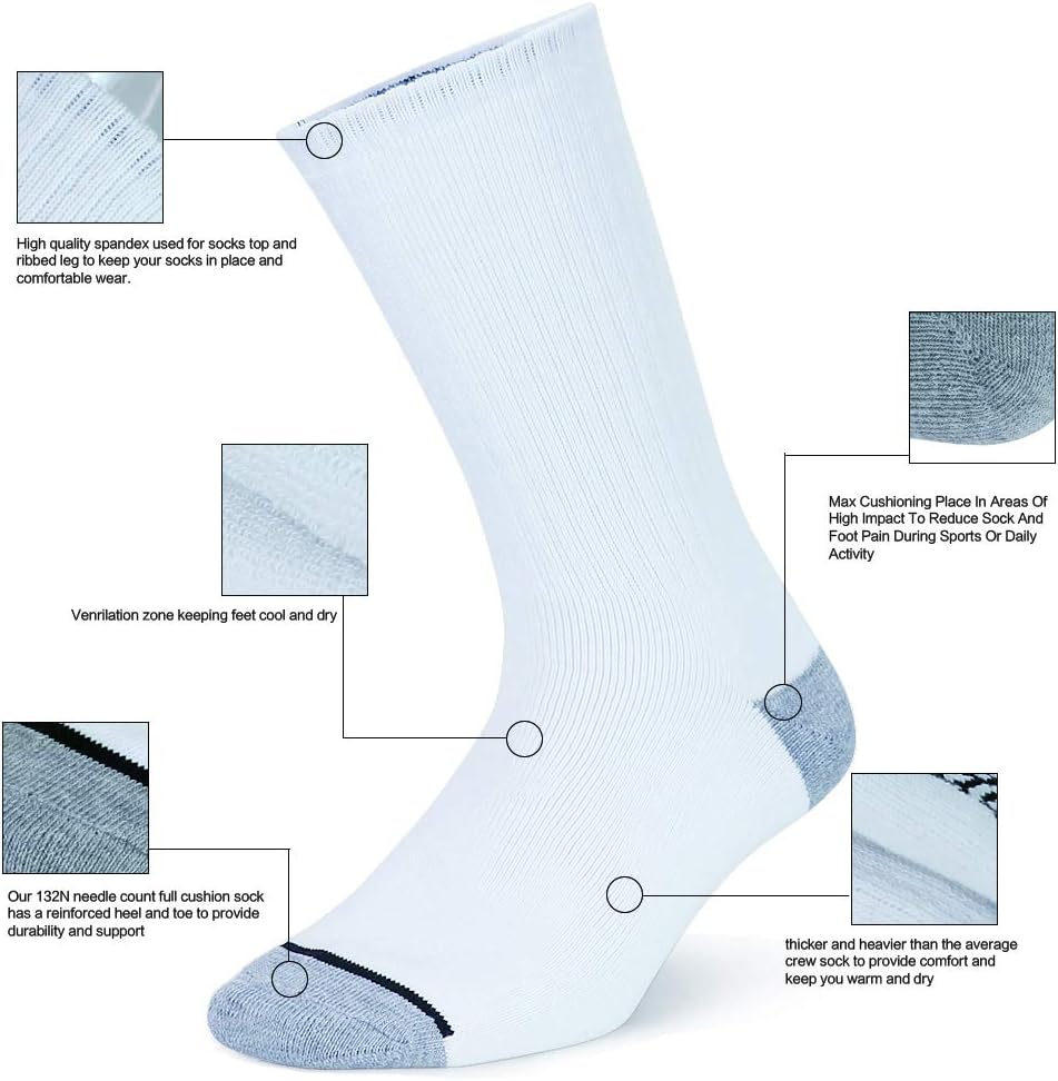 Men’s 10Pack Athletic Casual Socks Comfy Cotton Heavy Cushion Crew Socks - Image 2